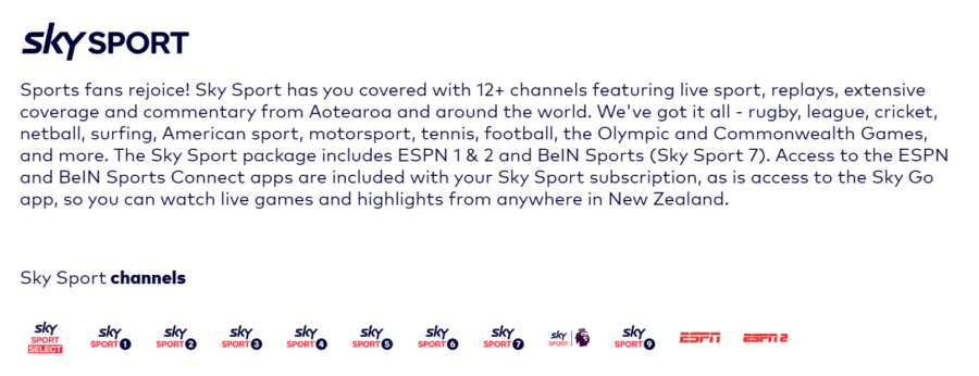 Sky Sport Channel Details